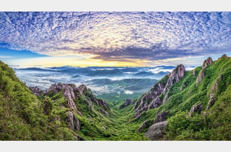 빛의 계곡 여명의 파노라마