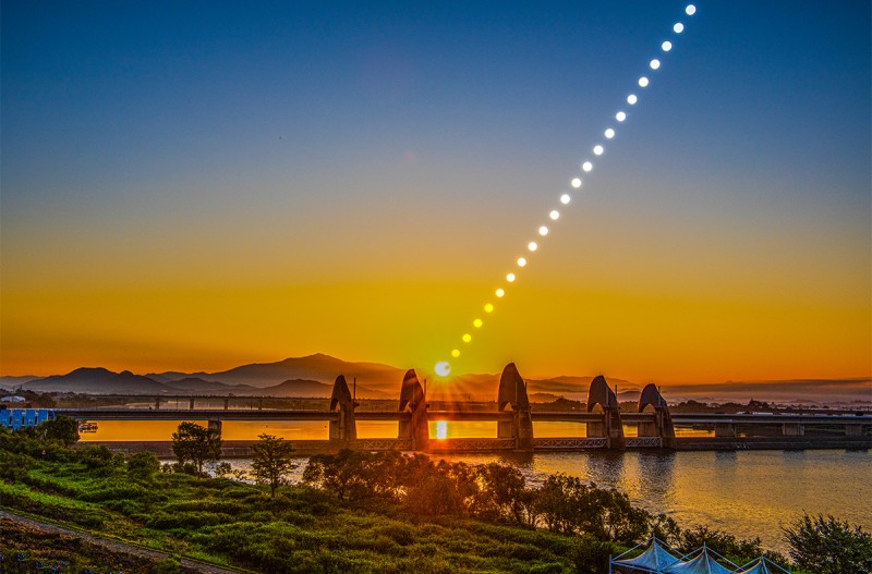 승촌보 일출궤적